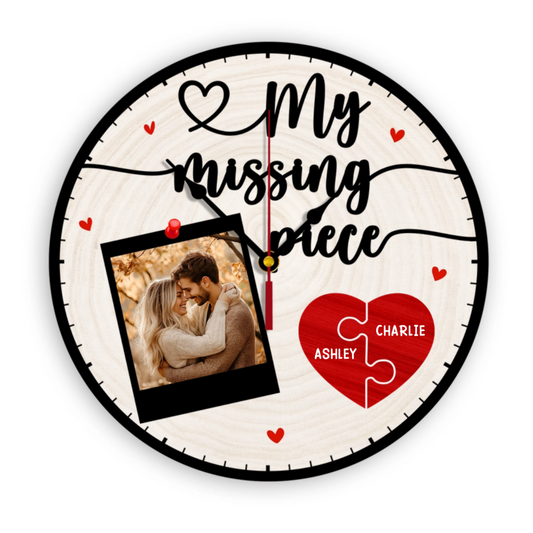 Couple Photo Valentine's Day Gift Personalized Round Digital Wall Clock