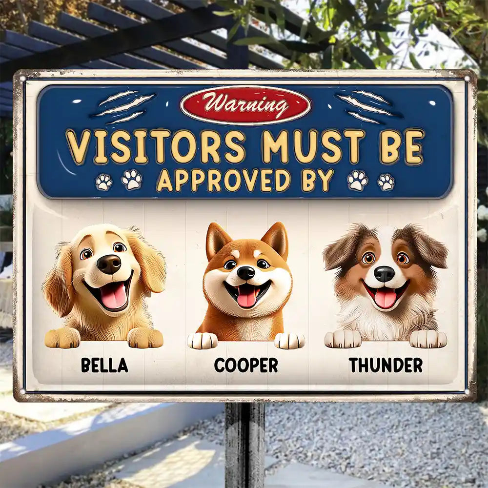 3D Effect Warning Visitors Must Be Approved