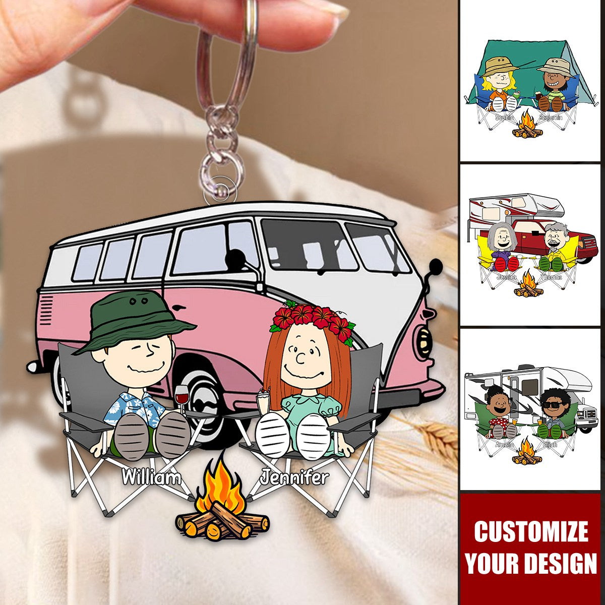 Happy Camping Couple - Personalized Acrylic Keychain