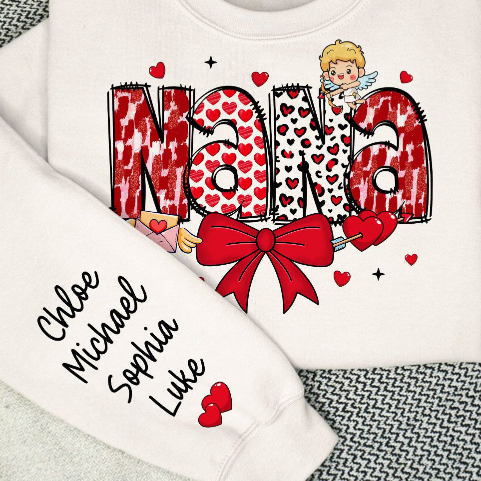 Grandma Valentine Personalized Sleeve Printed Sweatshirt