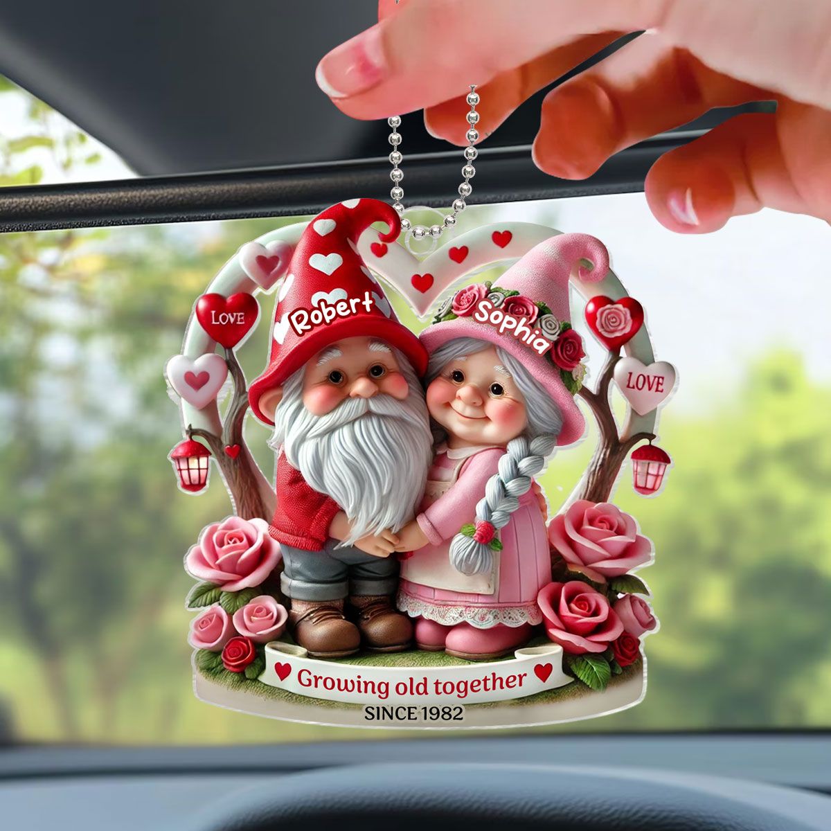 Gnome 3D Effect Old Couple Valentine's Day Gift