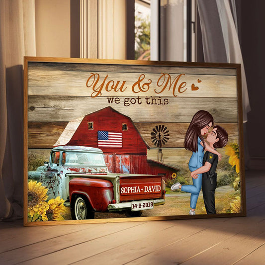 Hero Couple Vintage Truck Farmhouse Personalized Poster