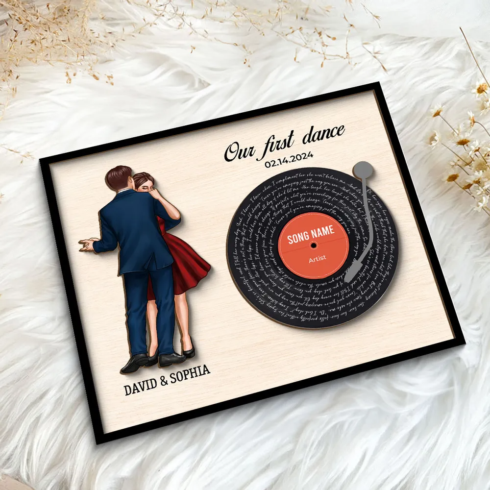 Couple Dancing Song Lyrics Personalized 2-Layered Wooden Plaque