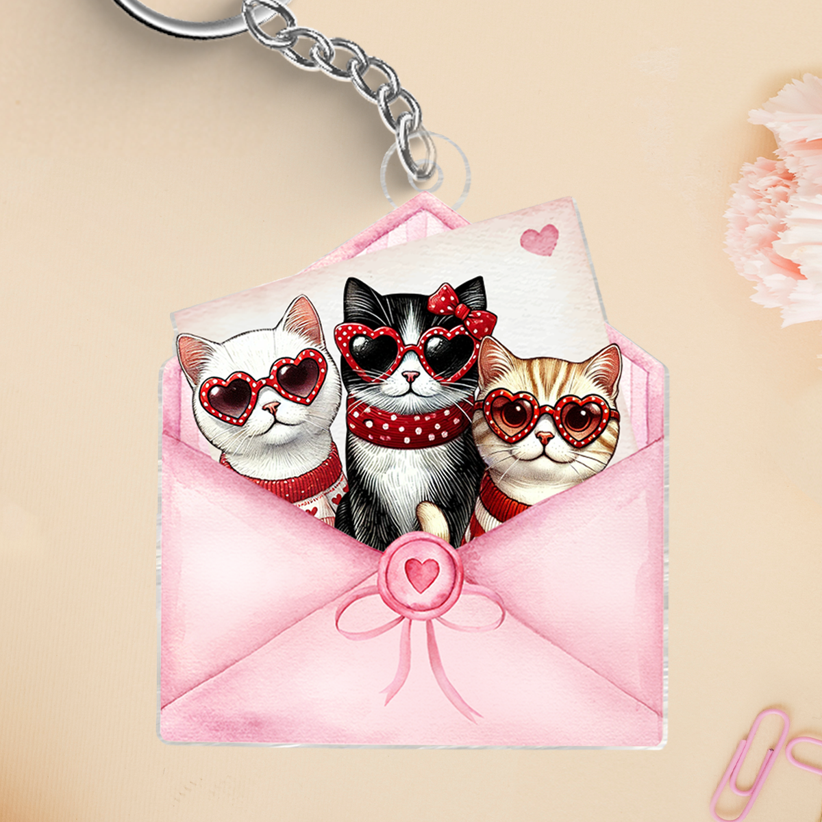 Cute Valentine Cat In Letter Envelope