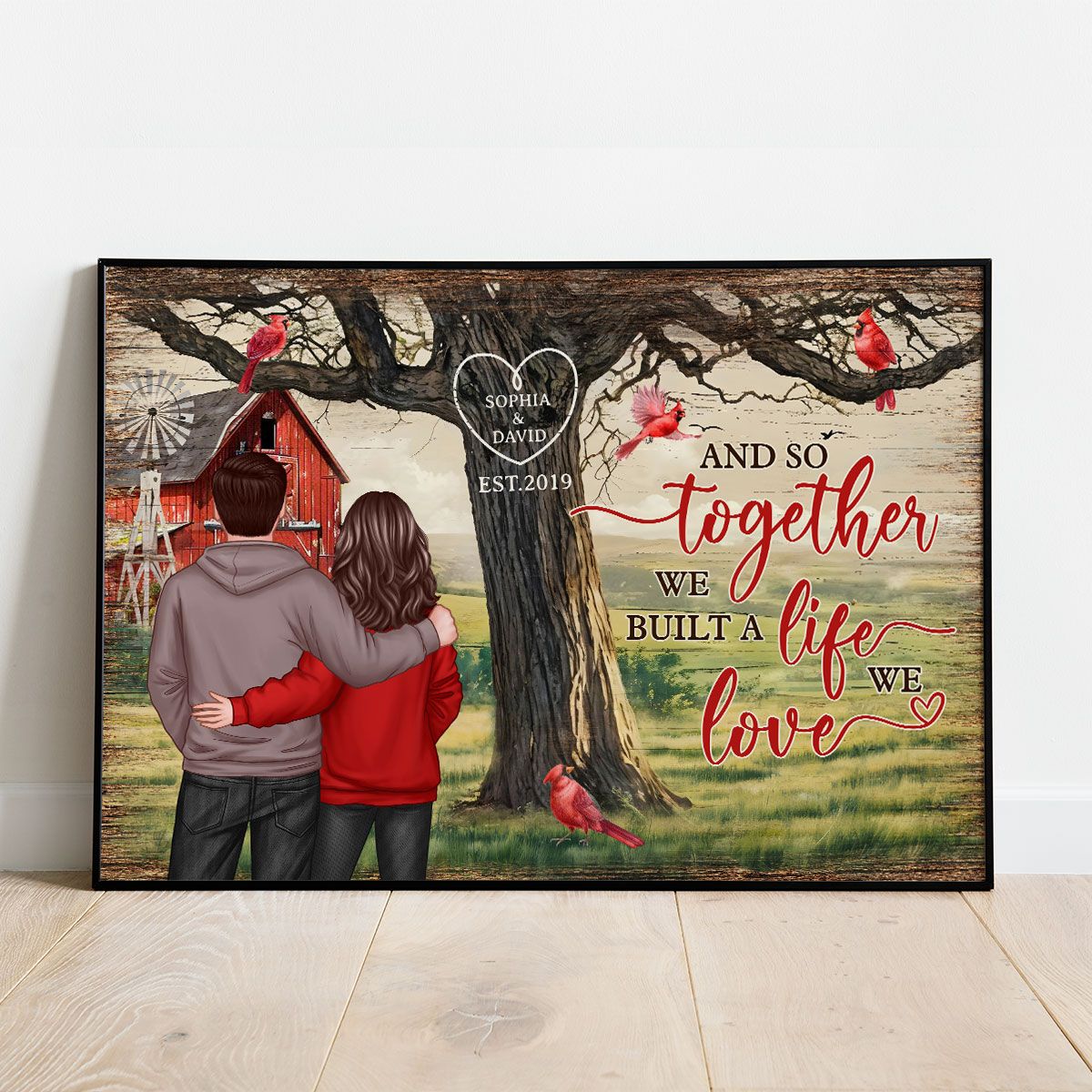 Personalized Couples Tree Large Farmhouse Canvas Wall Art gift