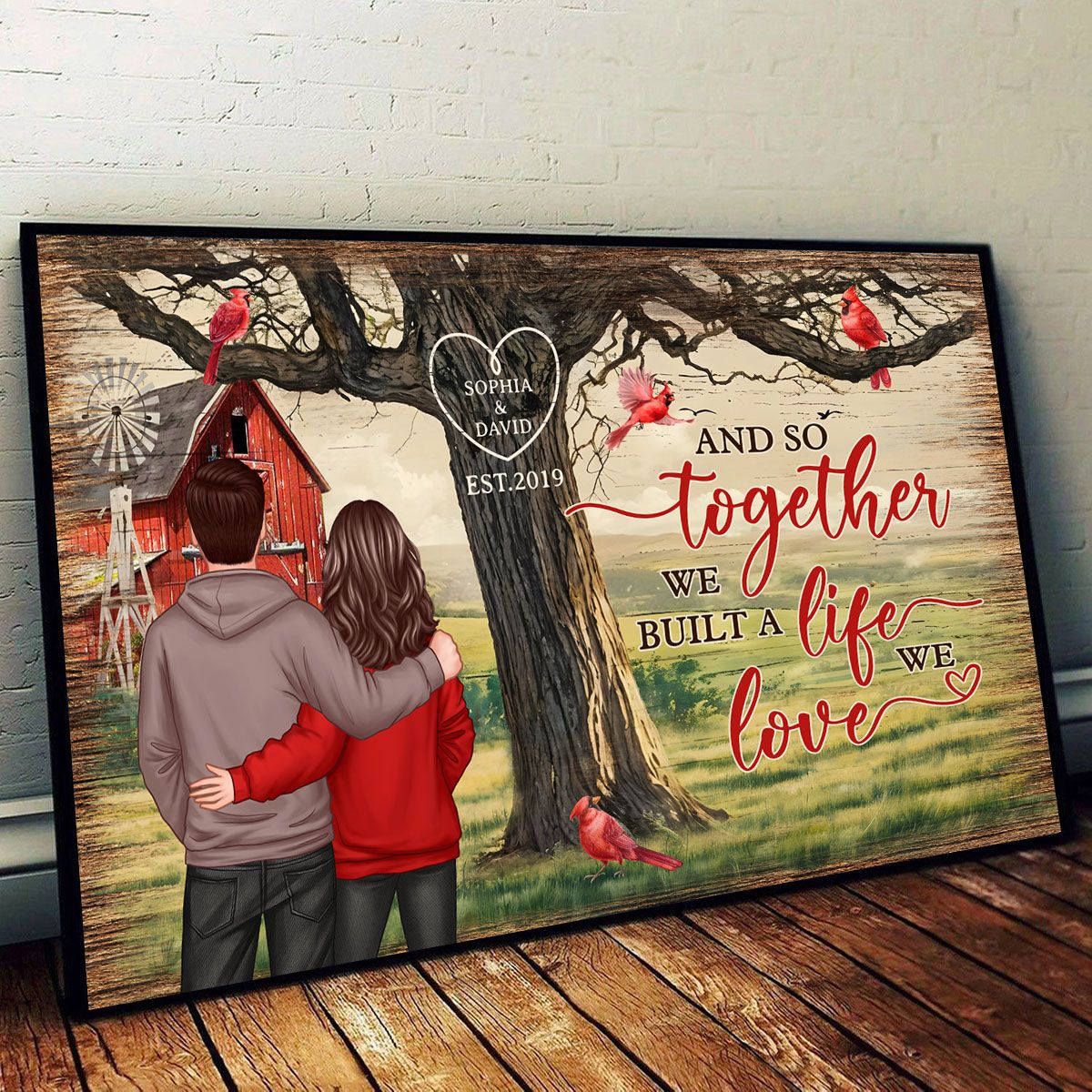 Personalized Couples Tree Large Farmhouse Canvas Wall Art gift