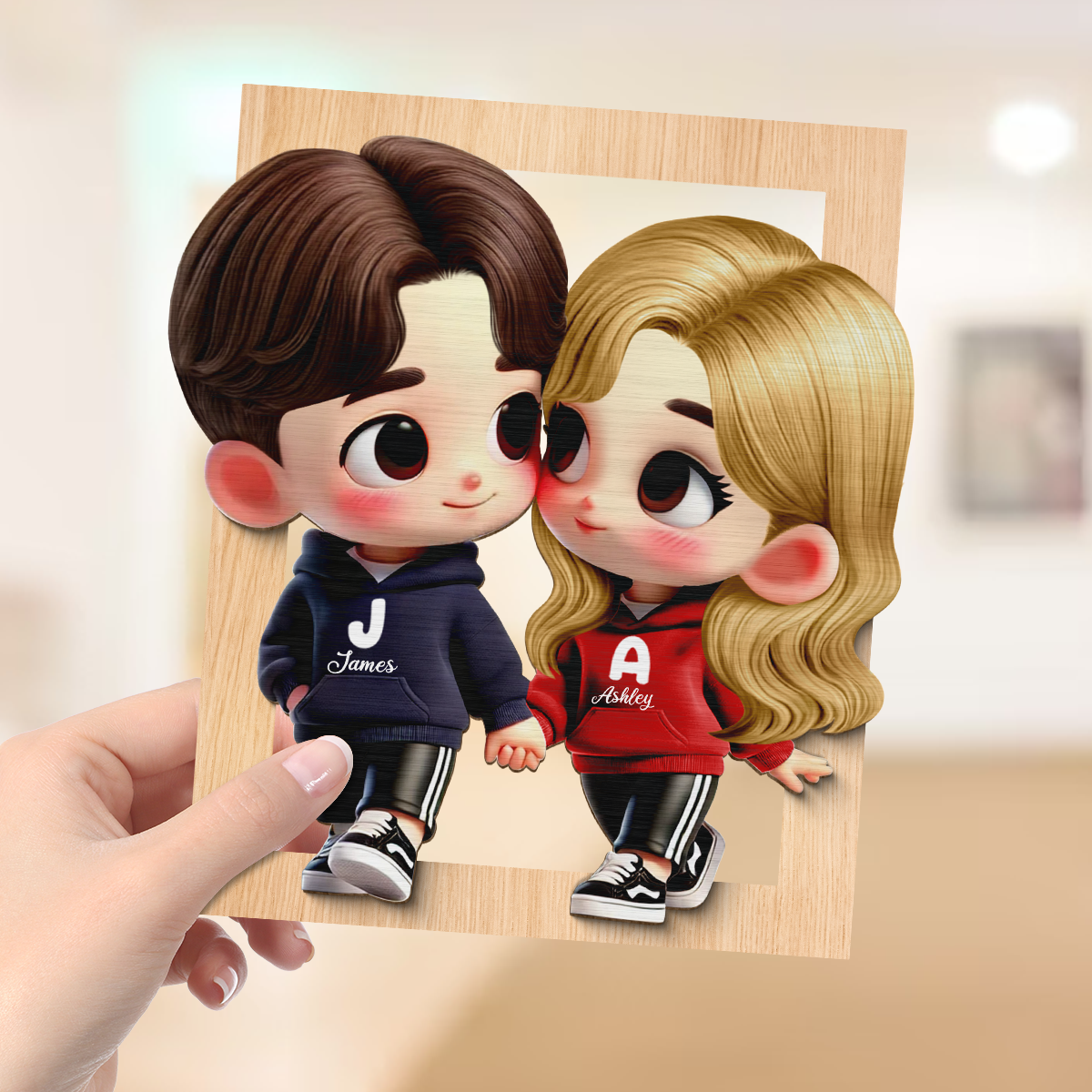 Cute Cartoon Couple Holding Hands