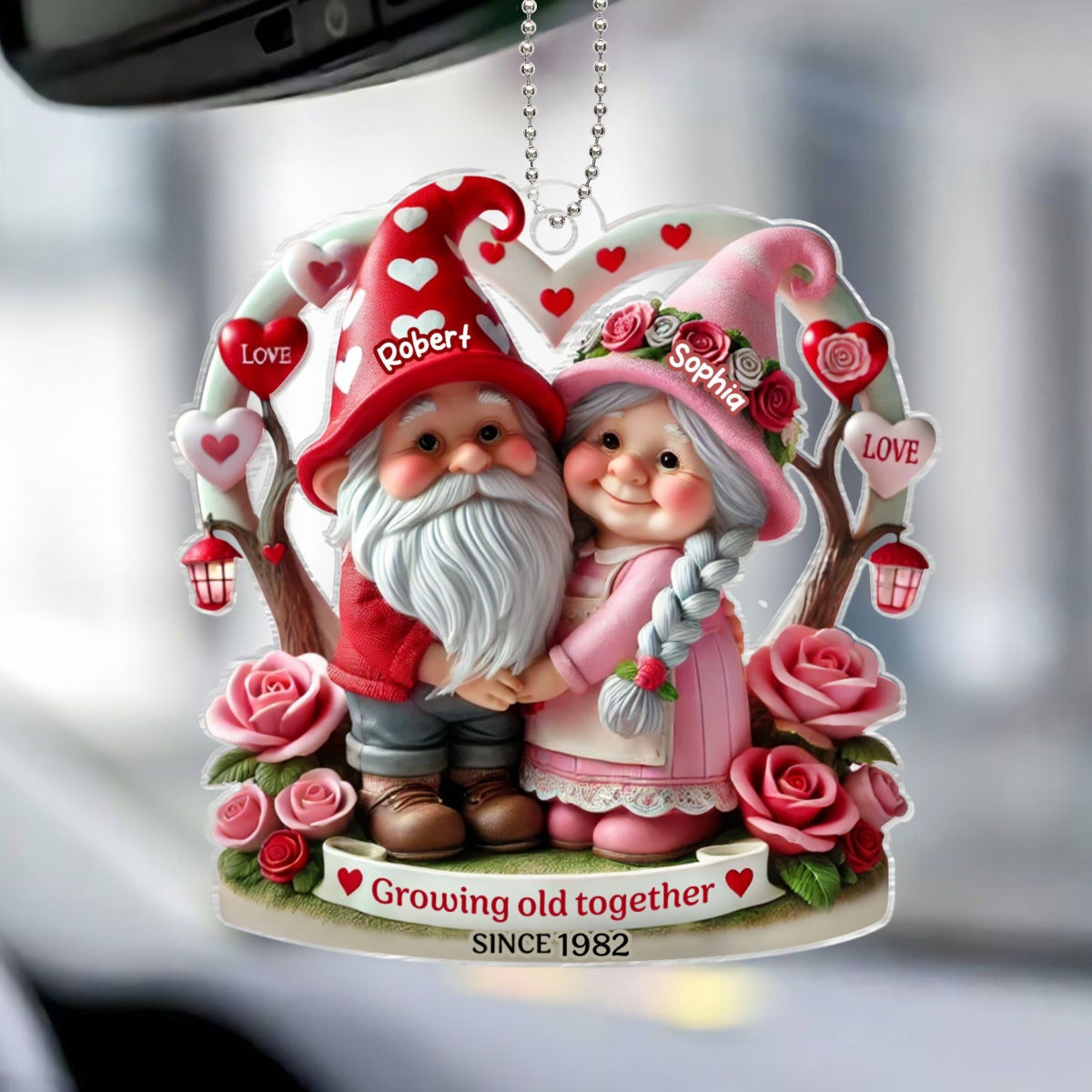 Gnome 3D Effect Old Couple Valentine's Day Gift