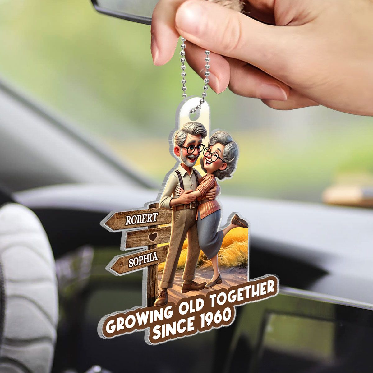 Growing Old Together Personalized Car Hanger Ornament