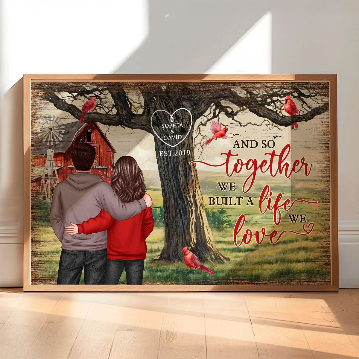 Personalized Couples Tree Large Farmhouse Canvas Wall Art gift