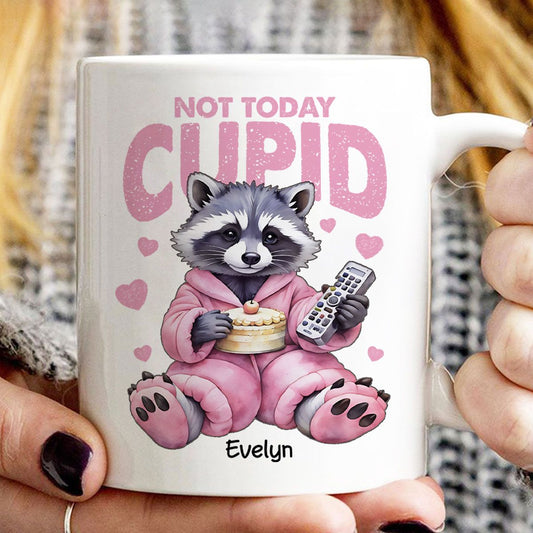 Not Today Cupid Anti-Valentine Funny Raccoon Personalized Mug