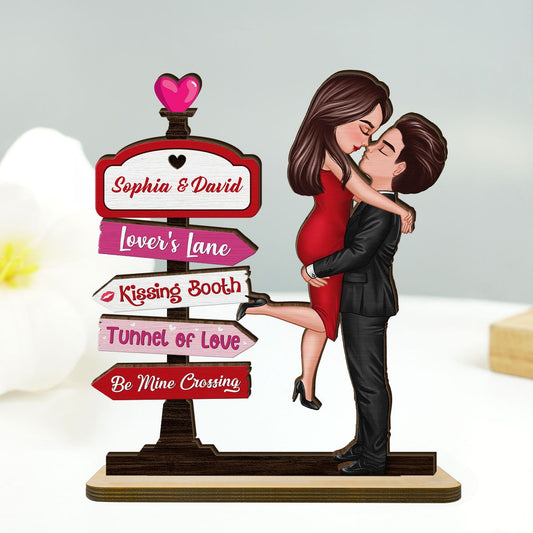 Couple Hugging Kissing Directional Sign Valentine's Day Home Decor