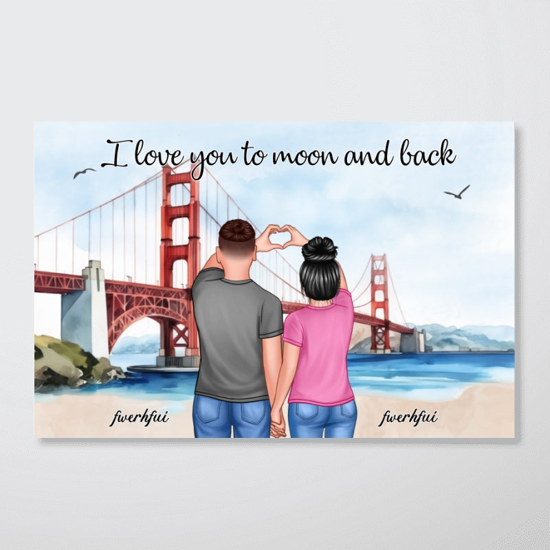 Personalized Couple Bridge Landscape Poster, Valentine's Day Gift