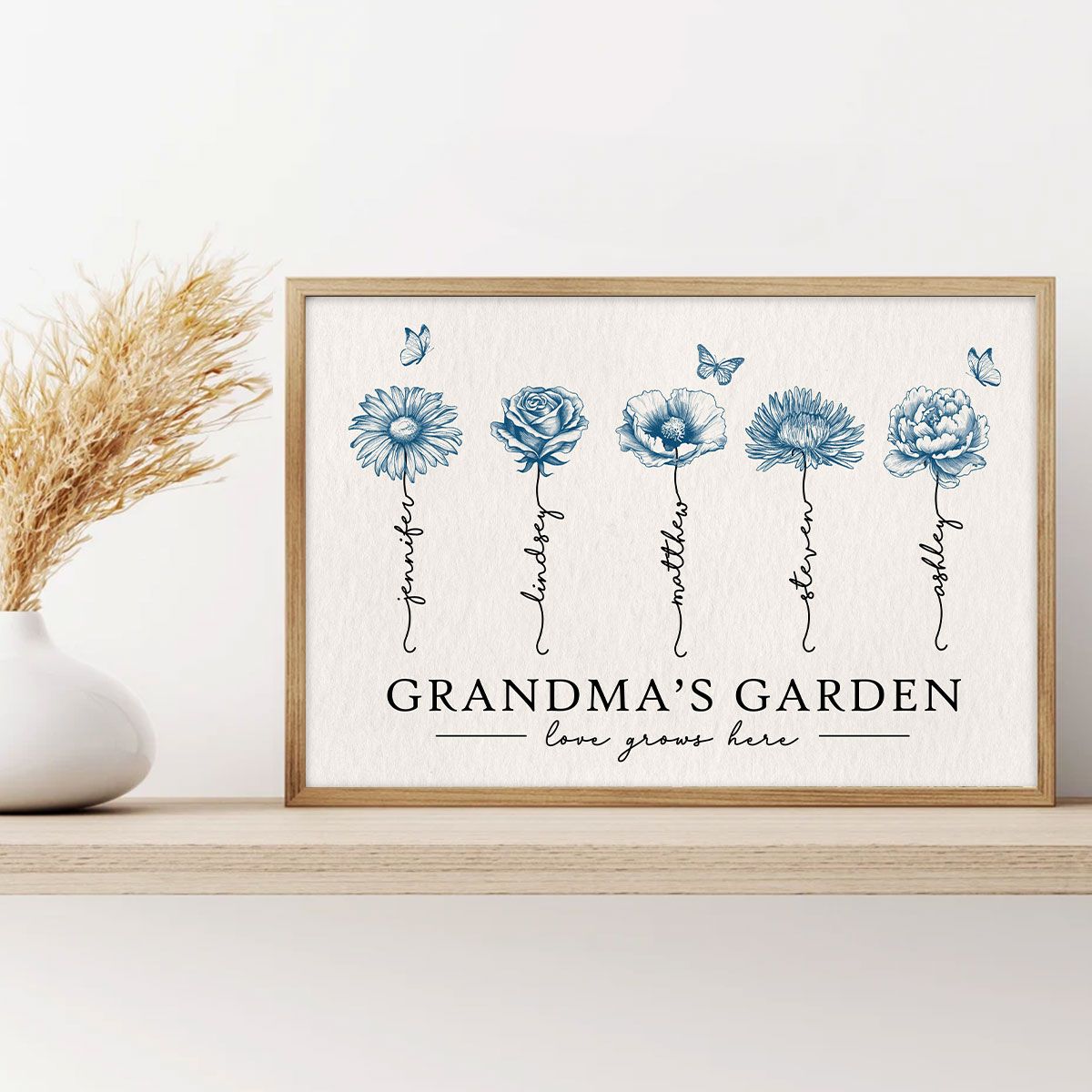 Grandma's Garden Love Grows Here Blue