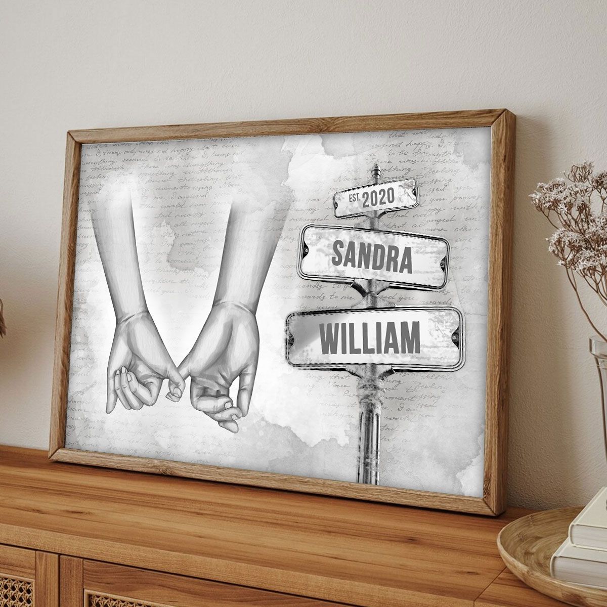 Personalized Vintage Couple Hands Pinky Promise Gift for Couples