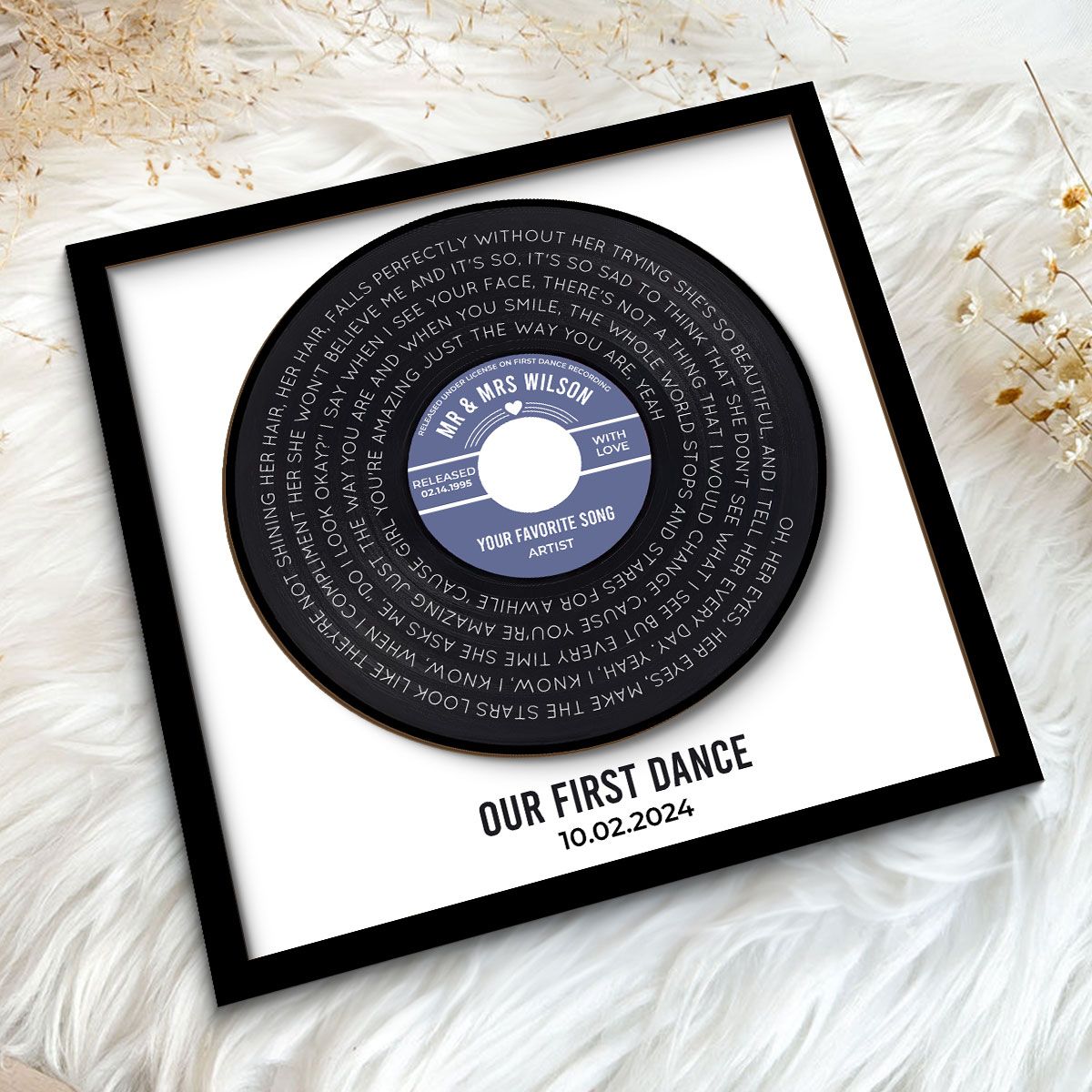 Custom Vinyl Record Label Print Personalized 2-Layer Wooden Plaque