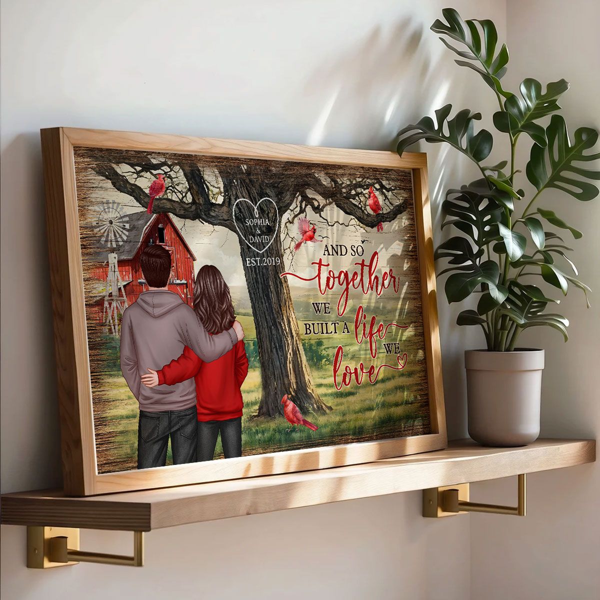 Personalized Couples Tree Large Farmhouse Canvas Wall Art gift