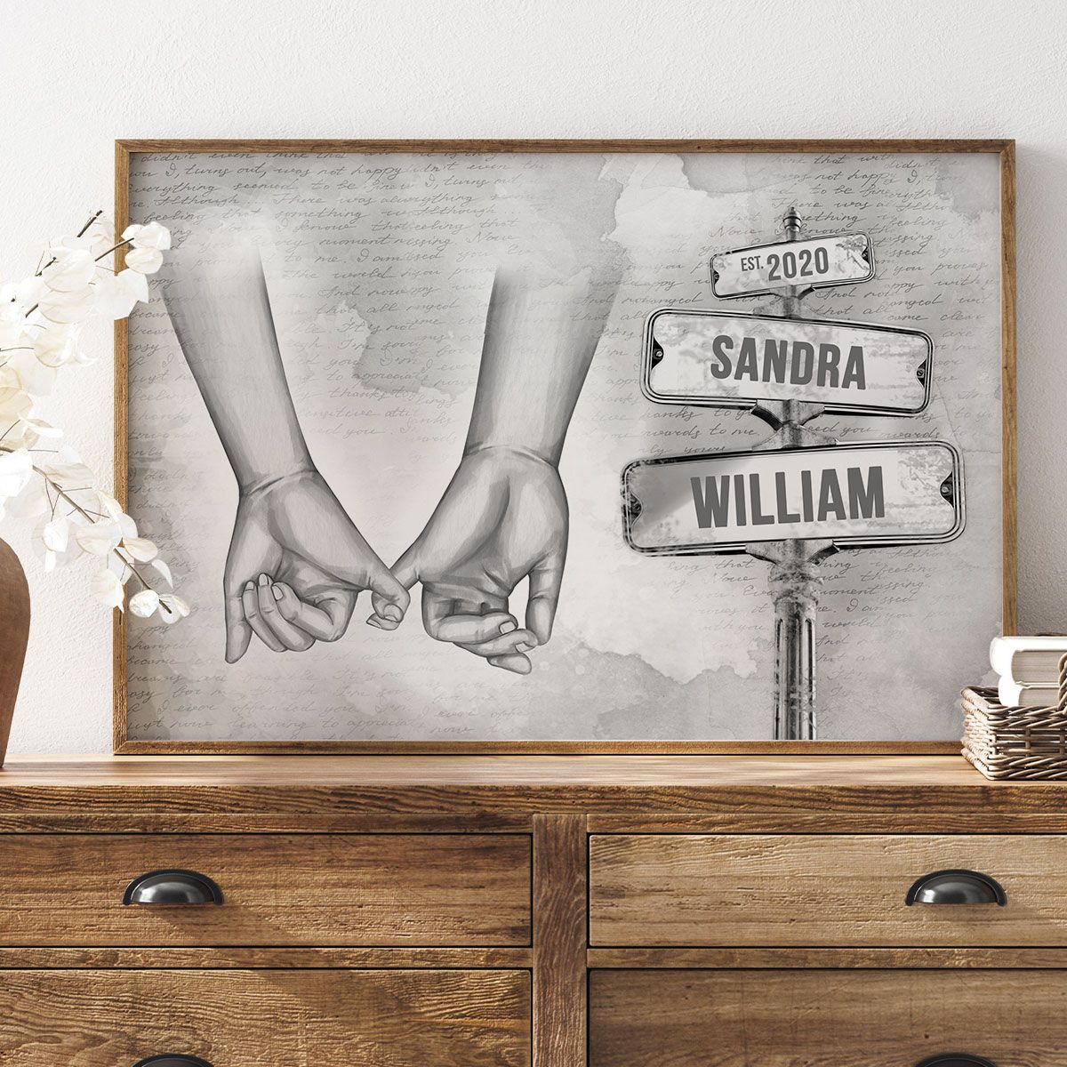 Personalized Vintage Couple Hands Pinky Promise Gift for Couples