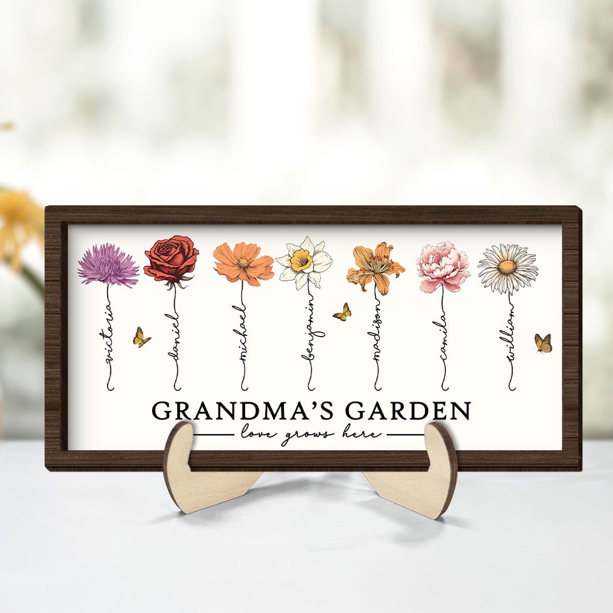 Love Grows Here Grandma' Garden Birth Month Flowers