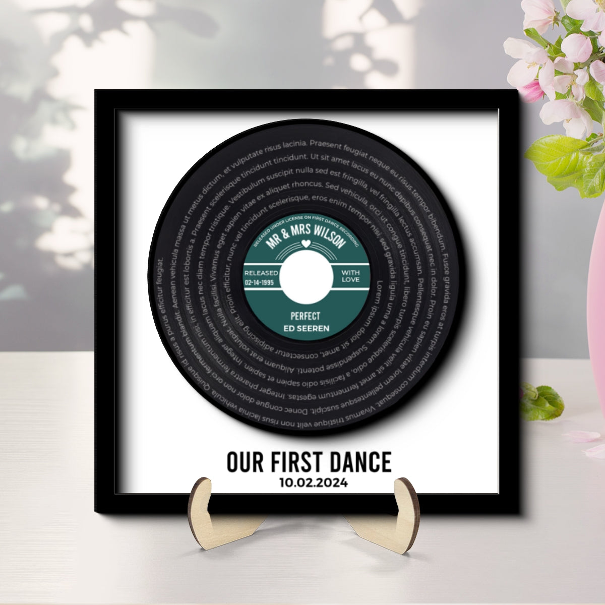 Custom Vinyl Record Label Print Personalized 2-Layer Wooden Plaque