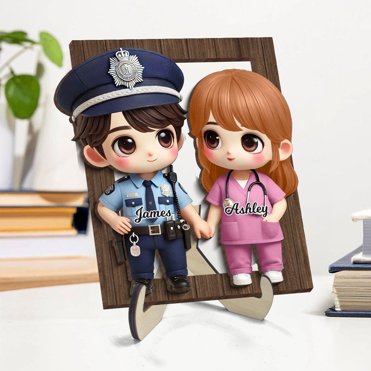 Cute Cartoon Couple Gift by Occupation Gift For Her Gift For Him