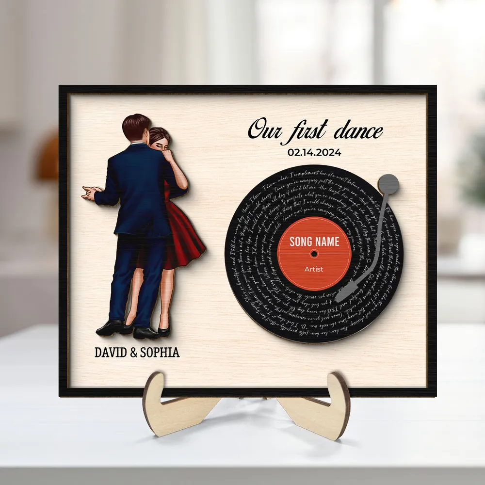 Couple Dancing Song Lyrics Personalized 2-Layered Wooden Plaque