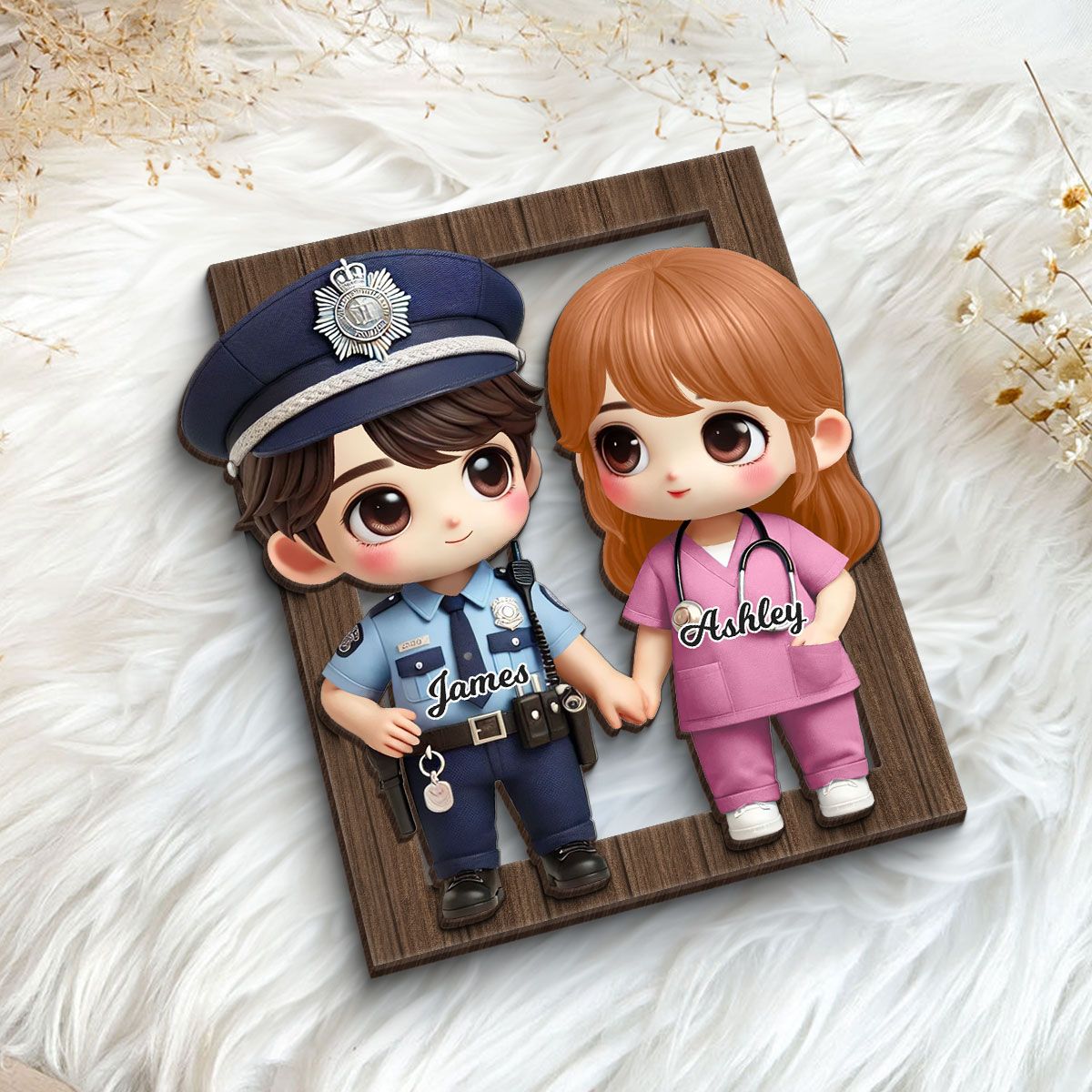 Cute Cartoon Couple Gift by Occupation Gift For Her Gift For Him