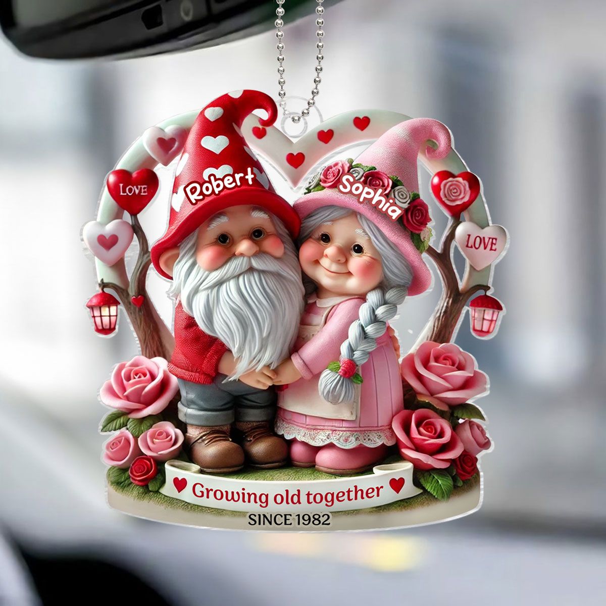 Gnome 3D Effect Old Couple Valentine's Day Gift