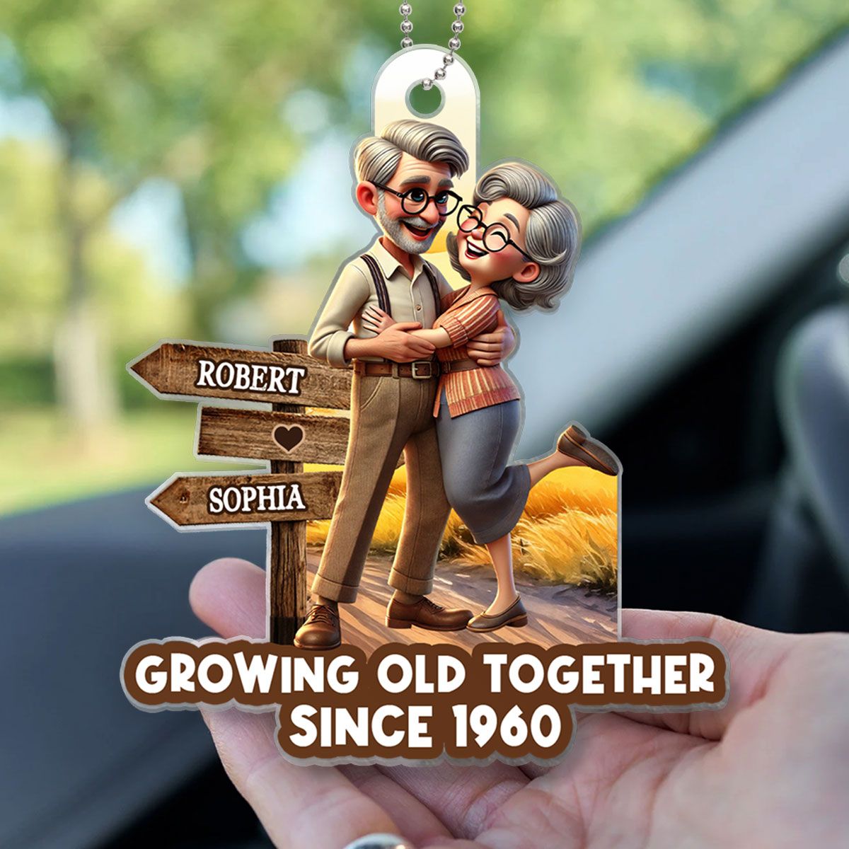 Growing Old Together Personalized Car Hanger Ornament