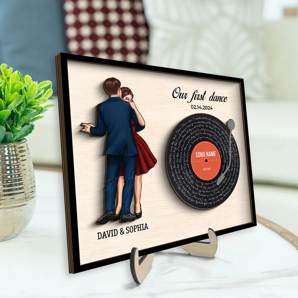 Couple Dancing Song Lyrics Personalized 2-Layered Wooden Plaque