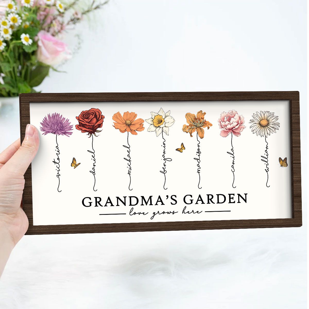 Love Grows Here Grandma' Garden Birth Month Flowers