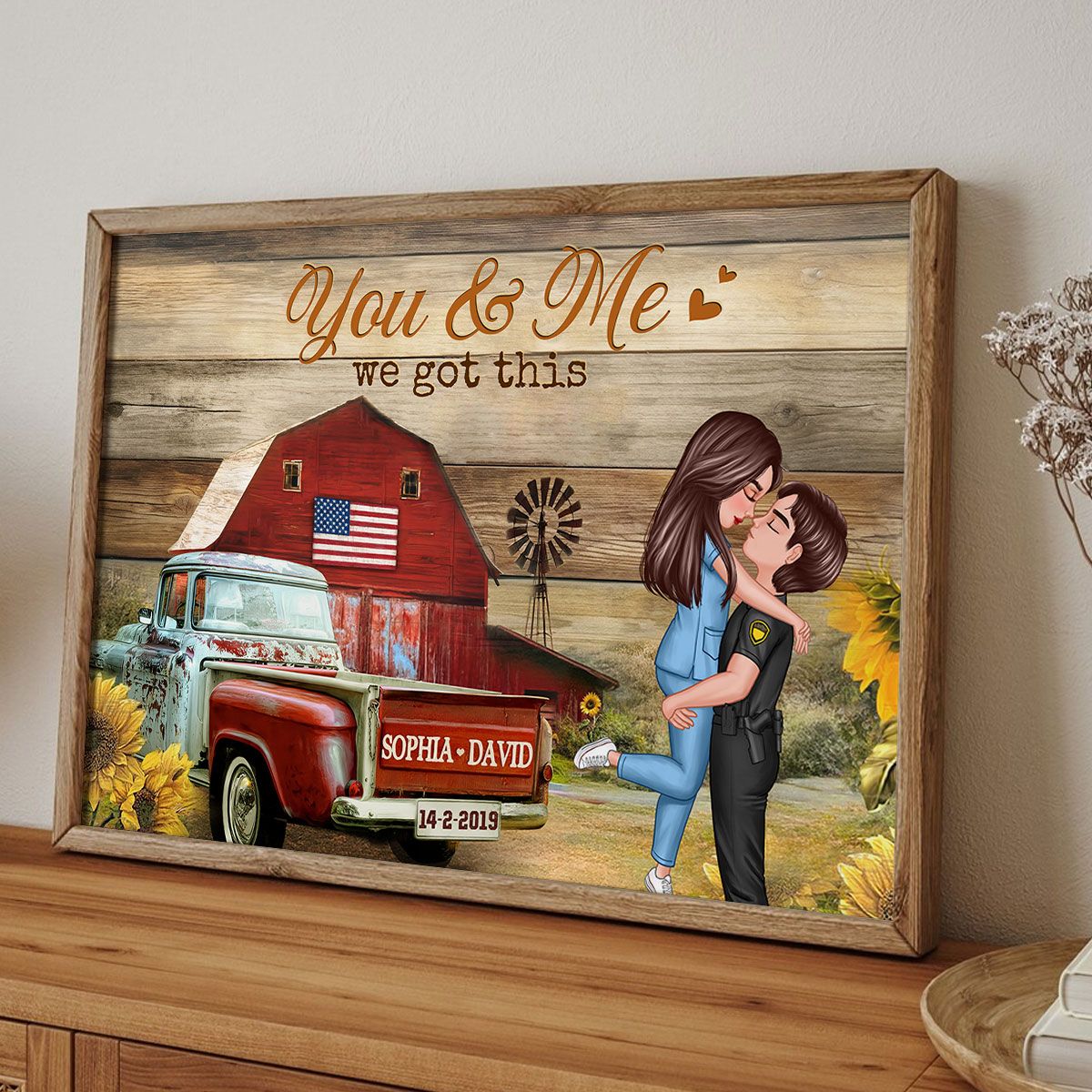 Hero Couple Vintage Truck Farmhouse Personalized Poster