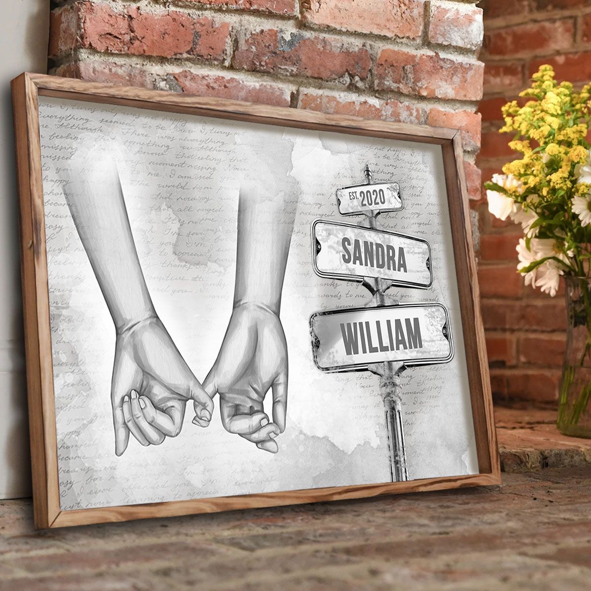 Personalized Vintage Couple Hands Pinky Promise Gift for Couples