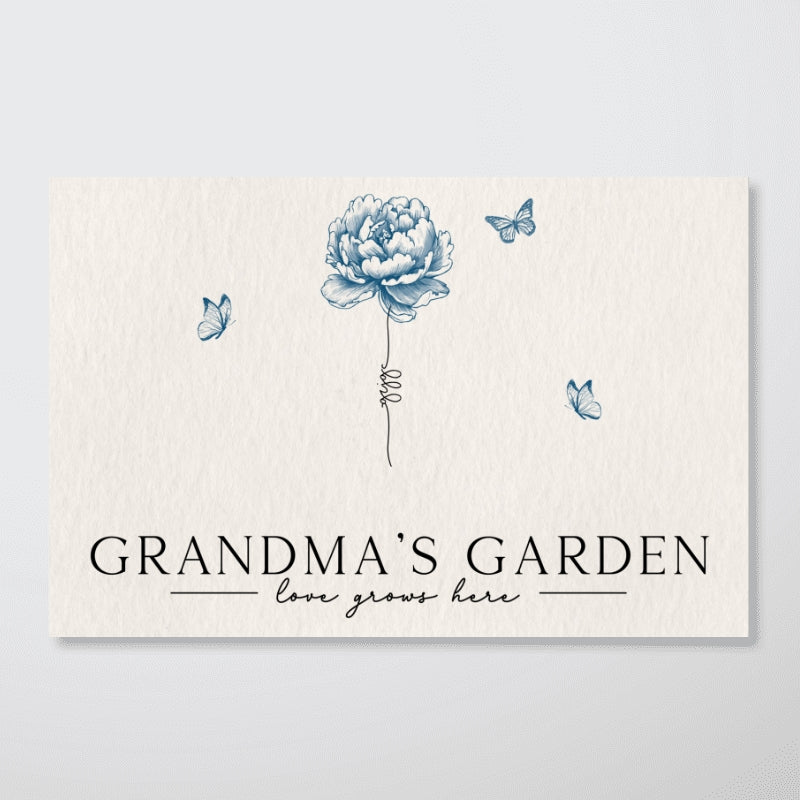 Grandma's Garden Love Grows Here Blue