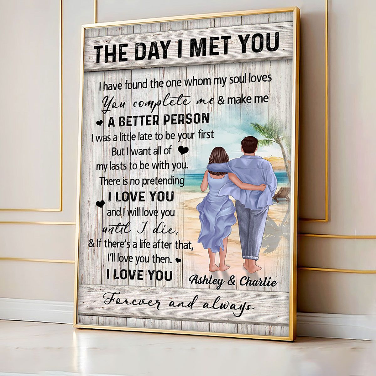 Couple Walking On The Beach Personalized Canvas, Heartfelt Gift For Couple