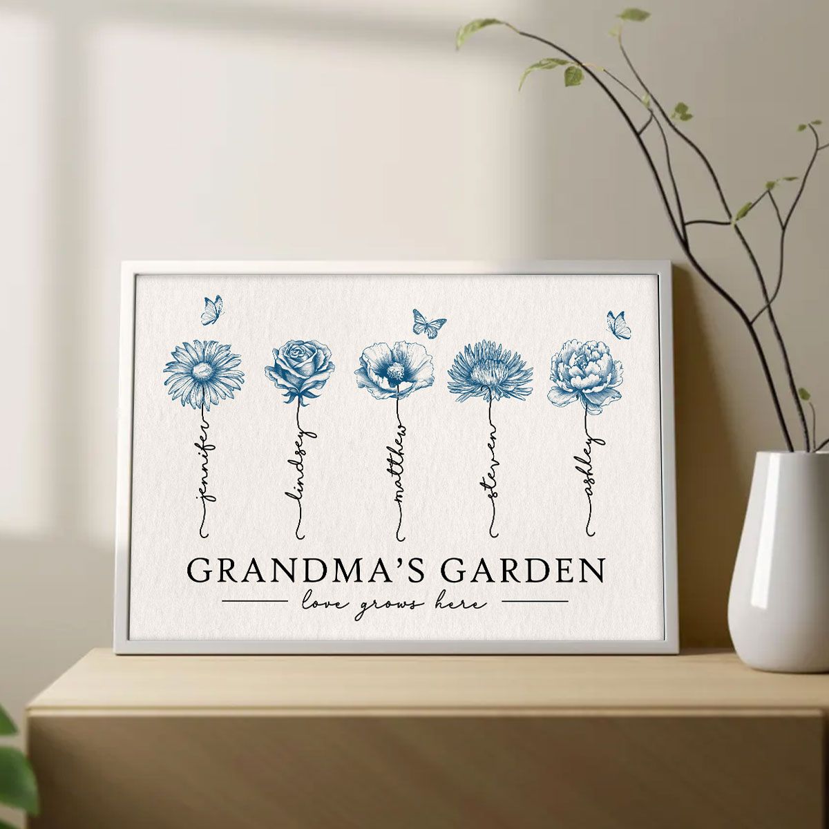 Grandma's Garden Love Grows Here Blue