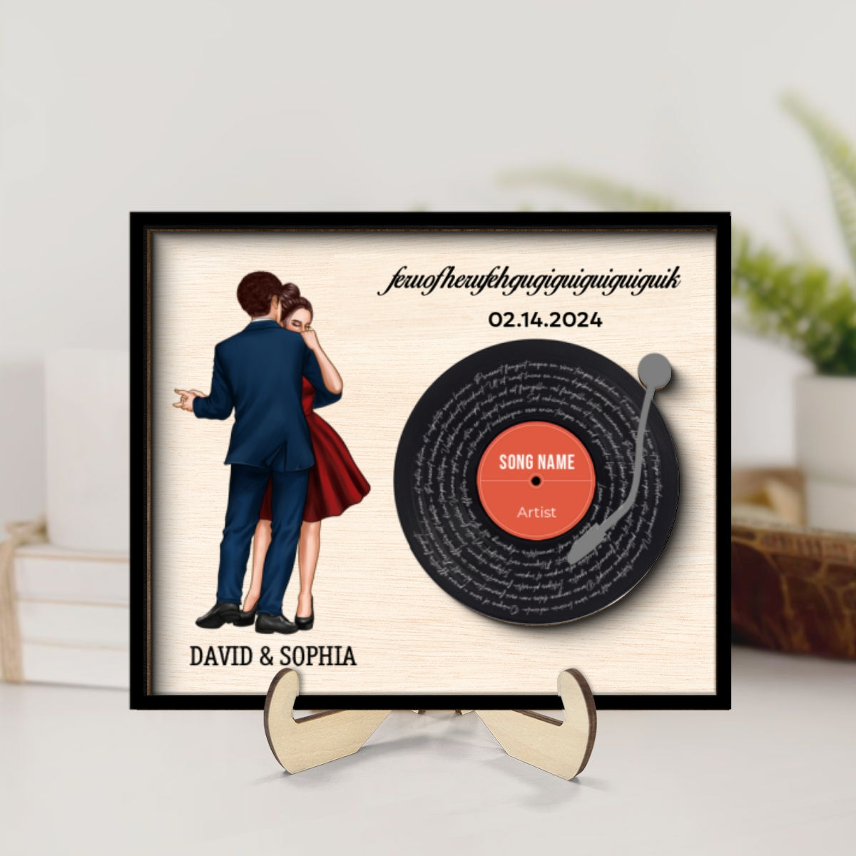 Couple Dancing Song Lyrics Personalized 2-Layered Wooden Plaque