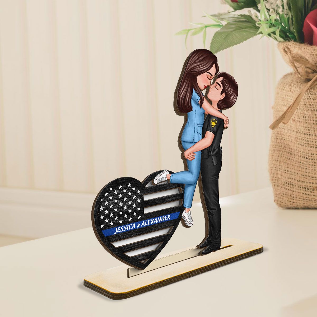 Hero Couple Hugging Kissing Keepsake gift