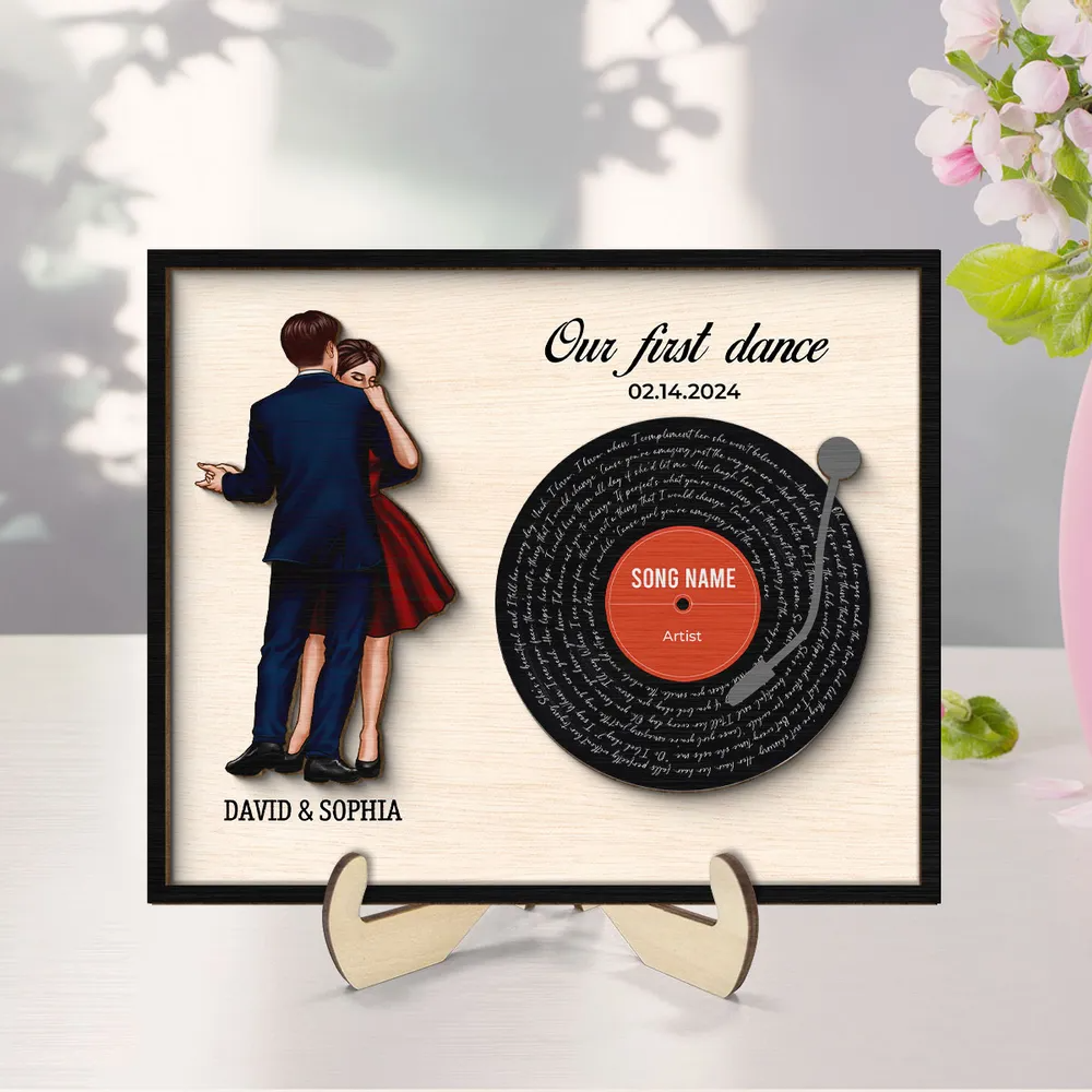 Couple Dancing Song Lyrics Personalized 2-Layered Wooden Plaque