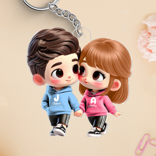 Cute Cartoon Couple Holding Hands