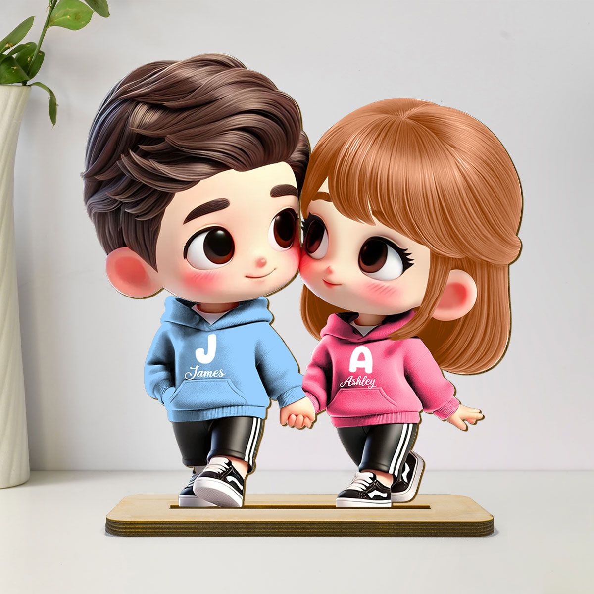 Cute Cartoon Couple Holding Hands