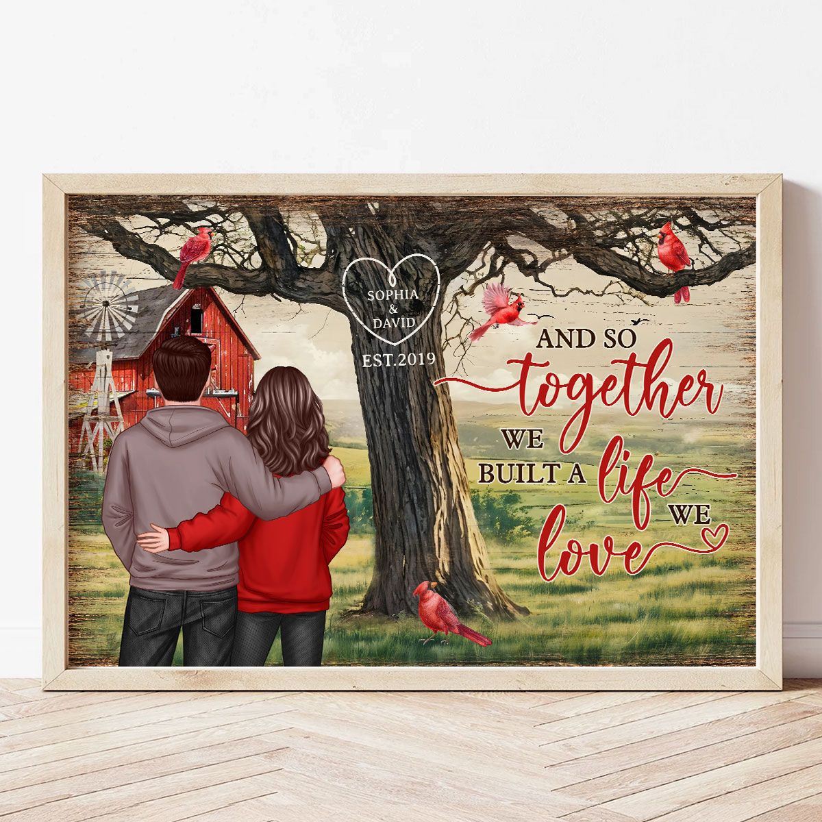 Personalized Couples Tree Large Farmhouse Canvas Wall Art gift