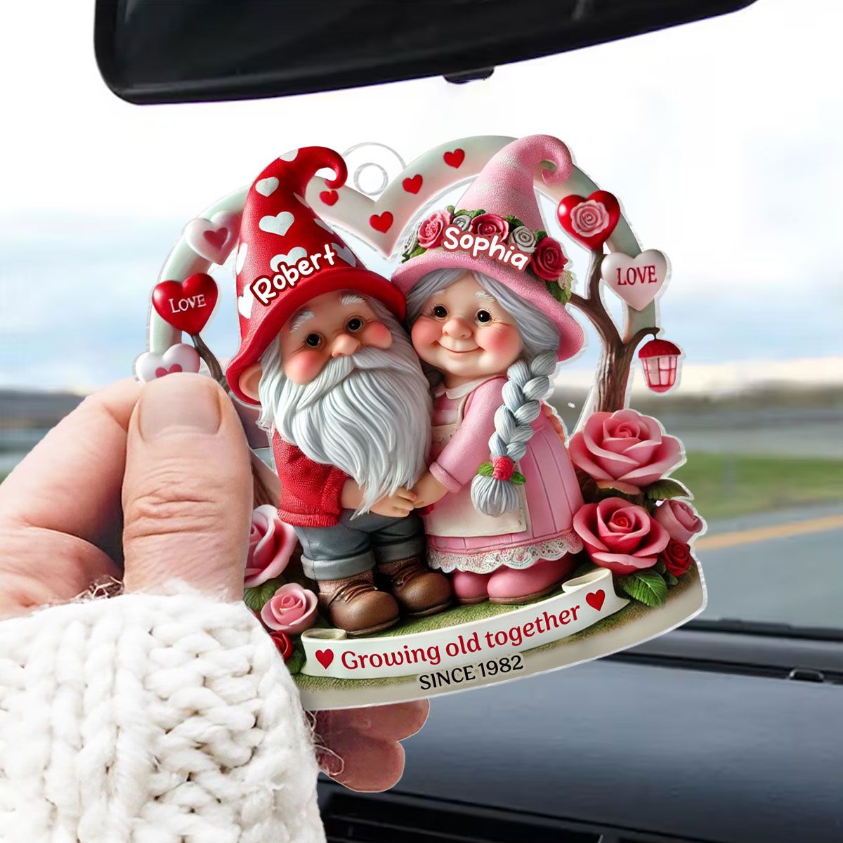 Gnome 3D Effect Old Couple Valentine's Day Gift