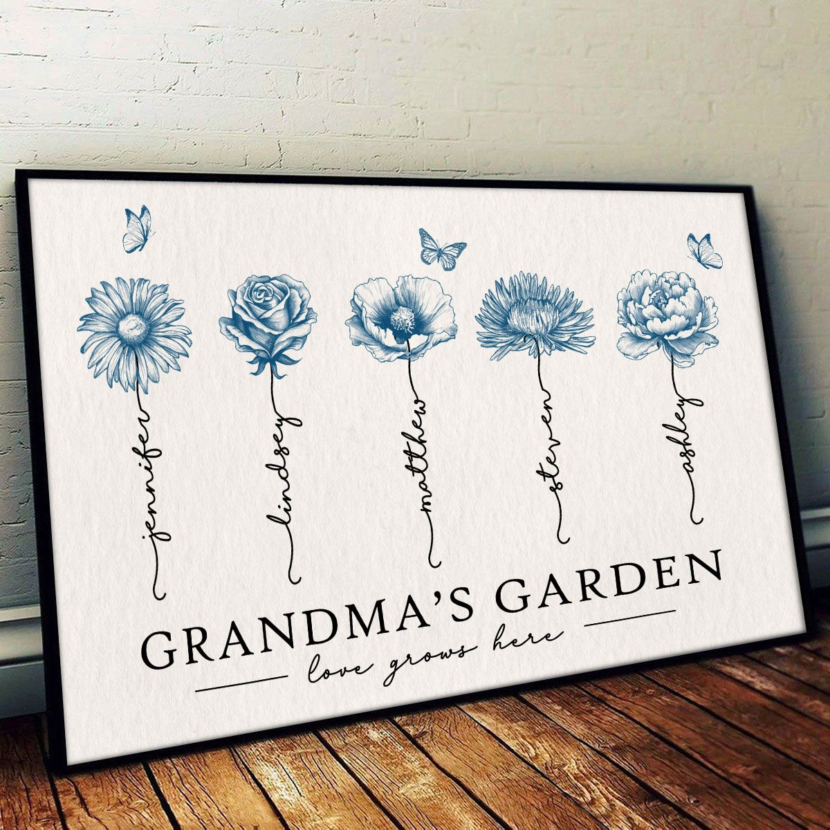 Grandma's Garden Love Grows Here Blue