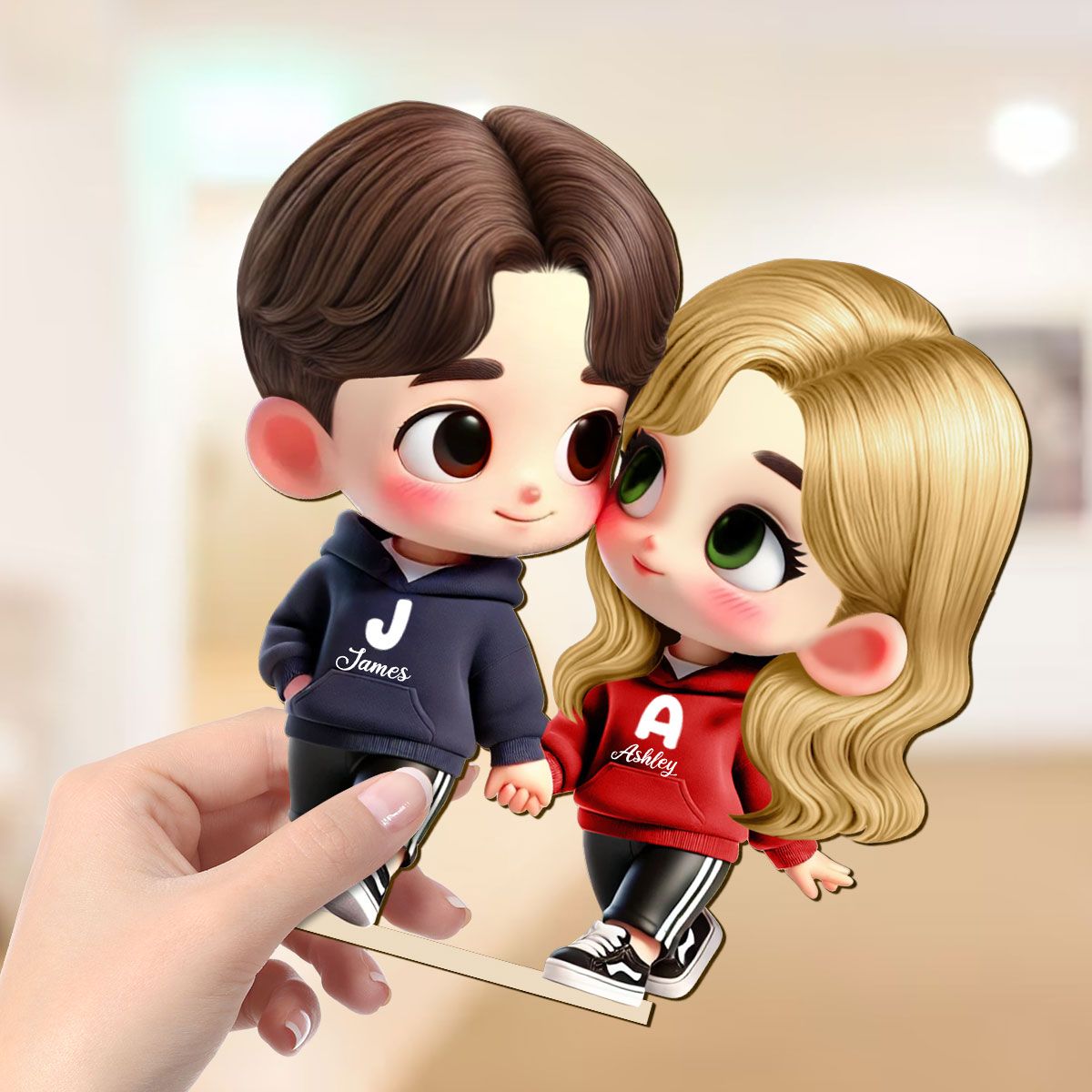 Cute Cartoon Couple Holding Hands