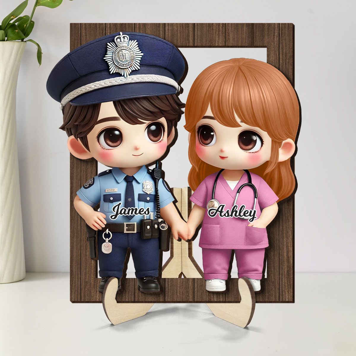 Cute Cartoon Couple Gift by Occupation Gift For Her Gift For Him