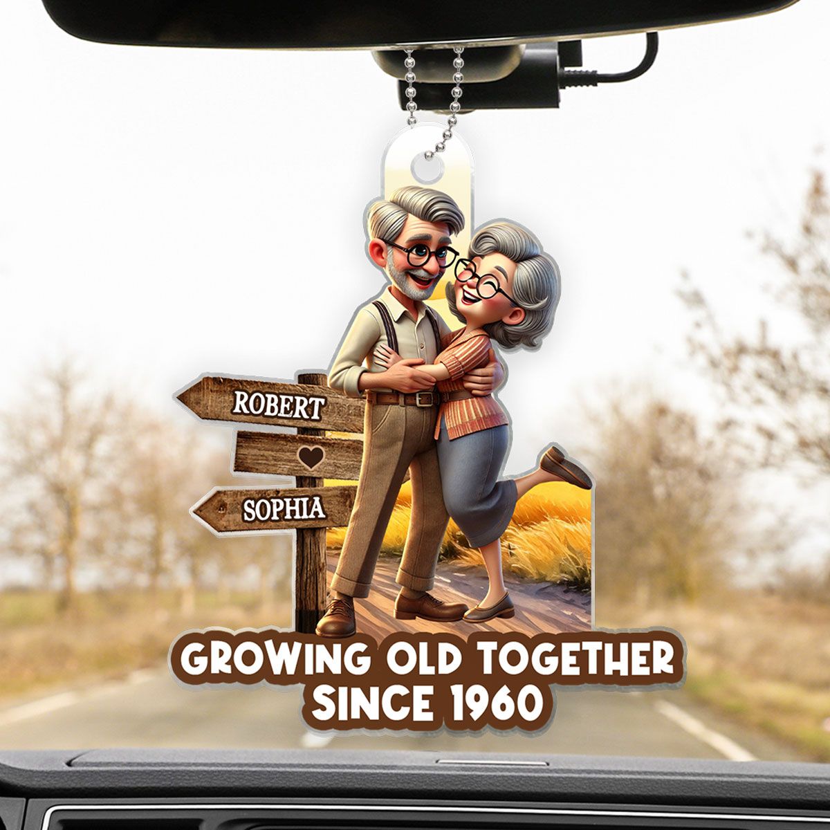 Growing Old Together Personalized Car Hanger Ornament