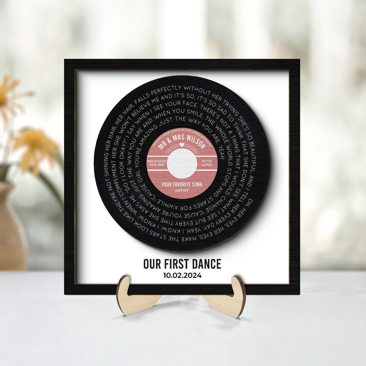 Custom Vinyl Record Label Print Personalized 2-Layer Wooden Plaque