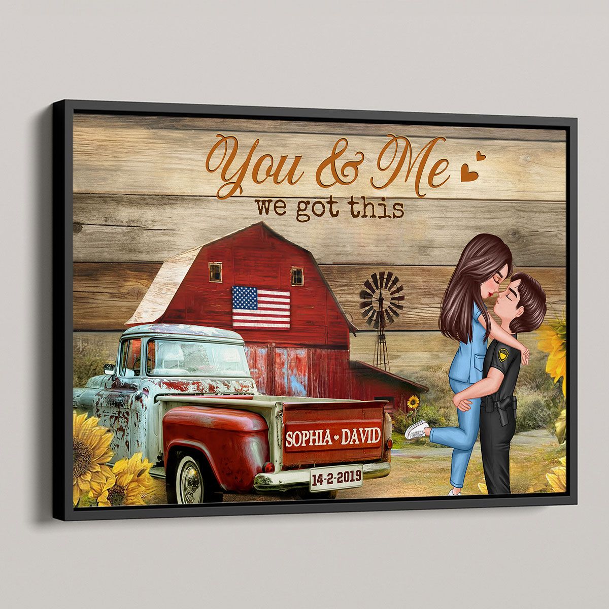 Hero Couple Vintage Truck Farmhouse Personalized Poster