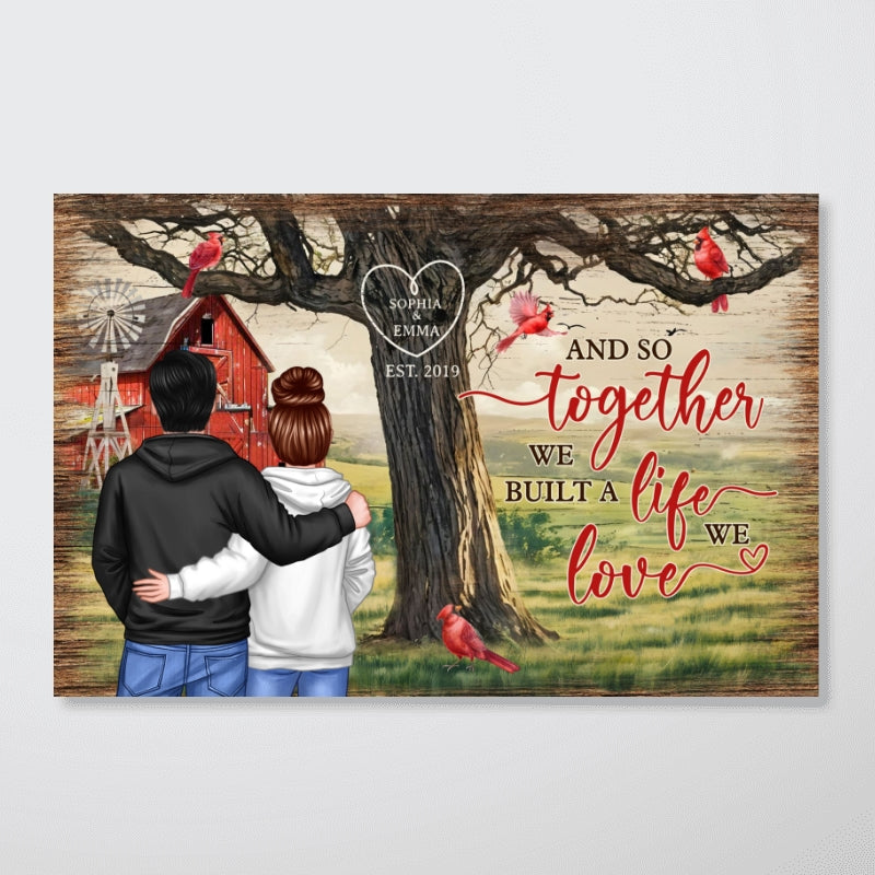 Personalized Couples Tree Large Farmhouse Canvas Wall Art gift